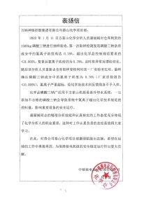 秦山化學(xué)項(xiàng)目：2022.1.29秦山化學(xué)處關(guān)于康麗娟個(gè)人表?yè)P(yáng)信（分析四科）