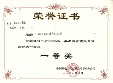 2023年第一季度工程公司華東分公司微管理提升活動(dòng)一等獎(jiǎng)